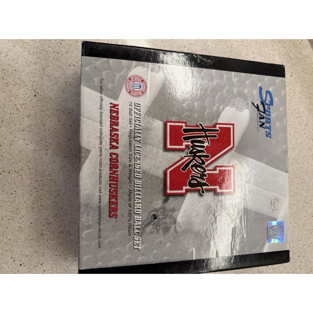 Nebraska Cornhuskers NCAA Discontinued 16 Ball Billiard Pool Ball Set Huskers.